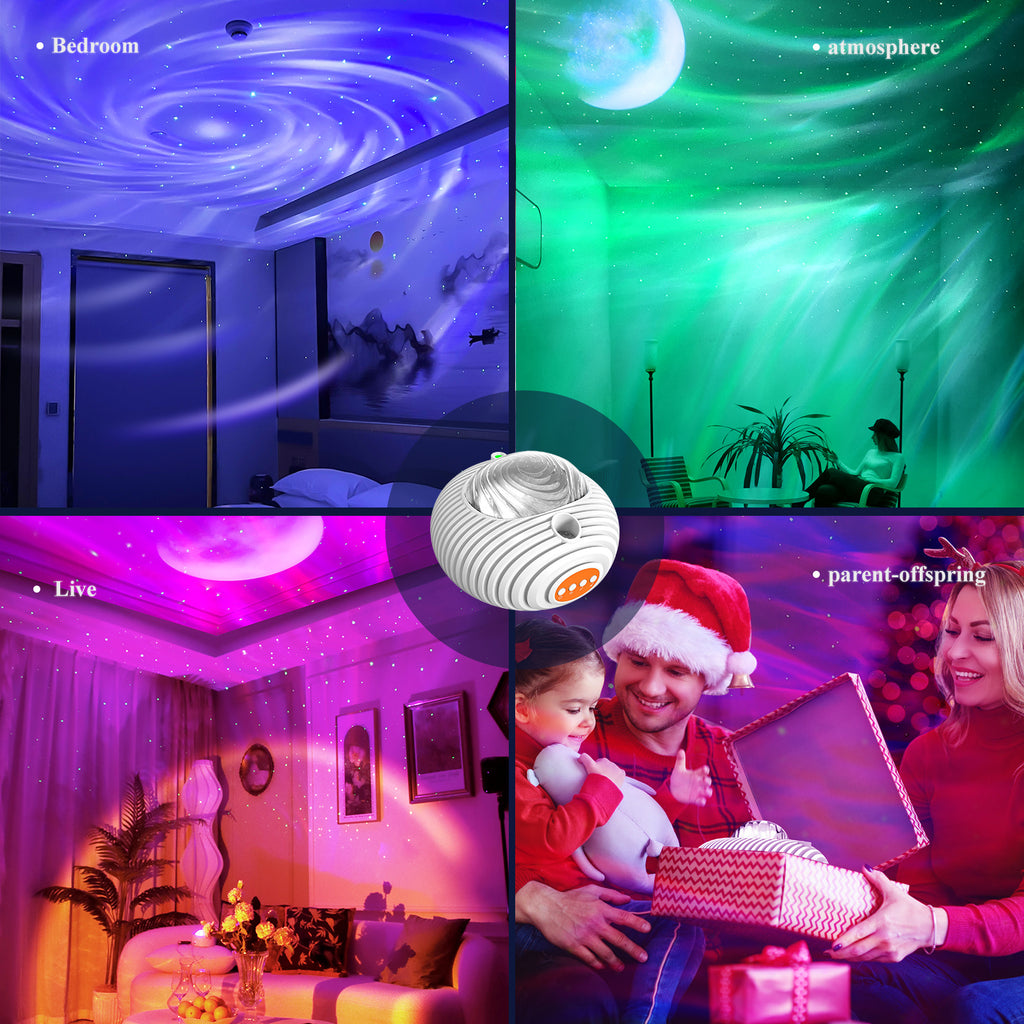 2025 New Double Effect Northern Lights Projector Lamp Milky Way Atmosphere Lamp Starry Sky Lamp White Noise Projector Lamp With Rometes